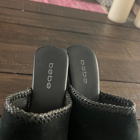 Bebe Rare Vintage Leather Studded Wood Clogs Y2K - Picture 4 of 16